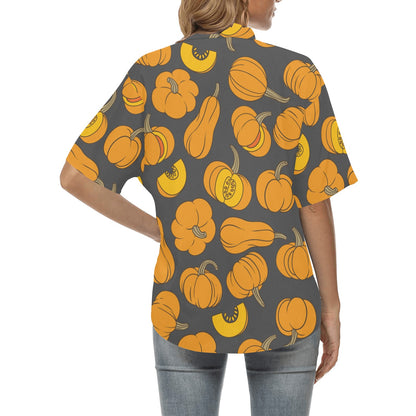 Pumpkin Pattern Print Design A03 Women's Hawaiian Shirt