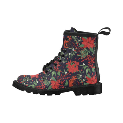 Poinsettia Pattern Print Design POT02 Women's Boots