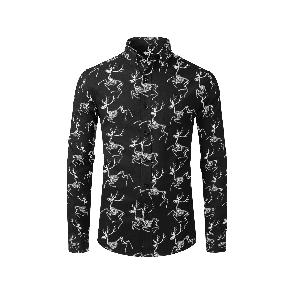 Deer Skeleton Print Pattern Men's Long Sleeve Shirt