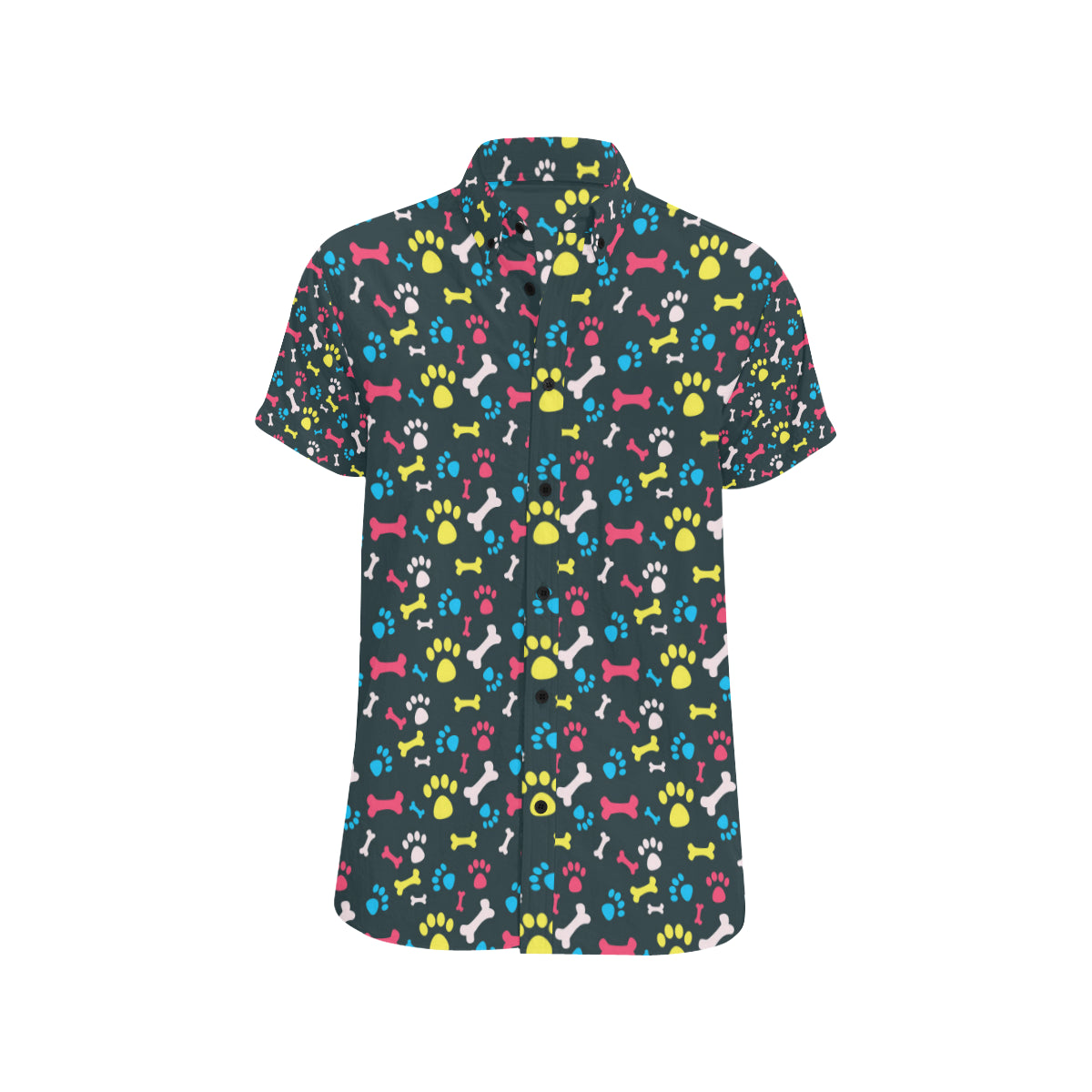 Paw Design Print Men's Short Sleeve Button Up Shirt