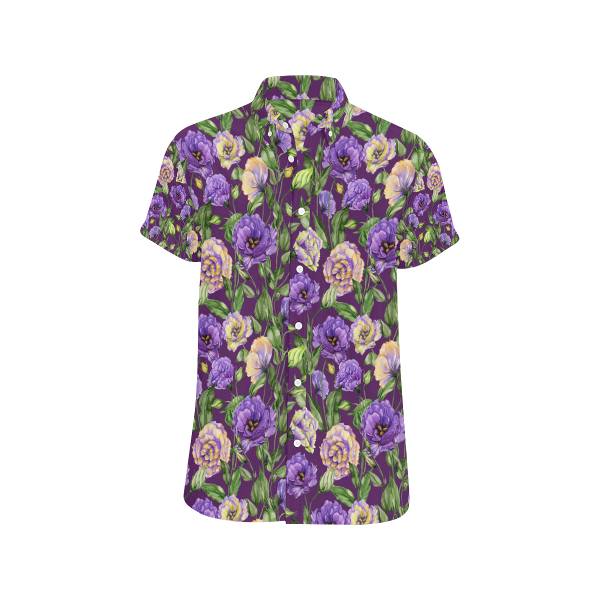Lisianthus Pattern Print Design LT03 Men's Short Sleeve Button Up Shirt