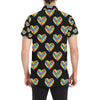 Autism Awareness Heart Design Print Men's Short Sleeve Button Up Shirt
