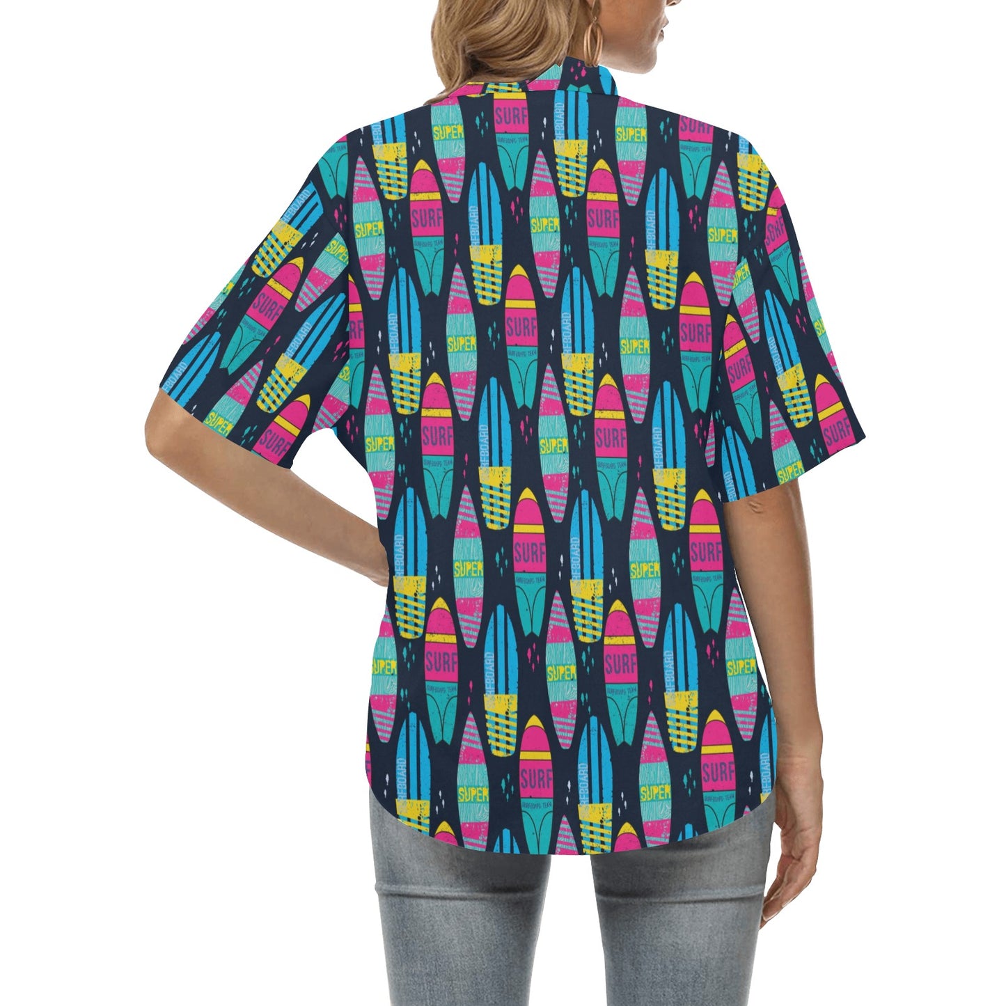 Surfboard Colorful Print Design LKS302 Women's Hawaiian Shirt