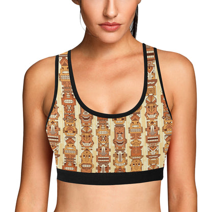 Tiki Orange Vertical Pattern Sports Bra