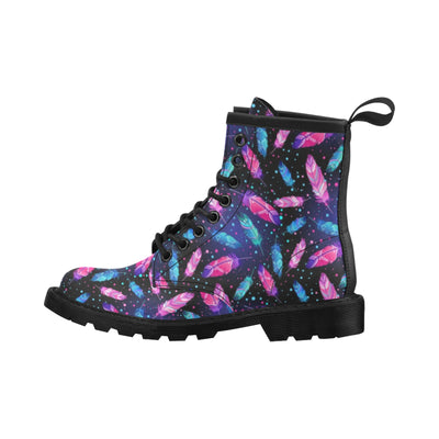 Feather Colorful Boho Design Print Women's Boots