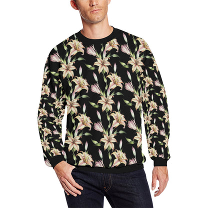 Lily Pattern Print Design LY05 Men Long Sleeve Sweatshirt