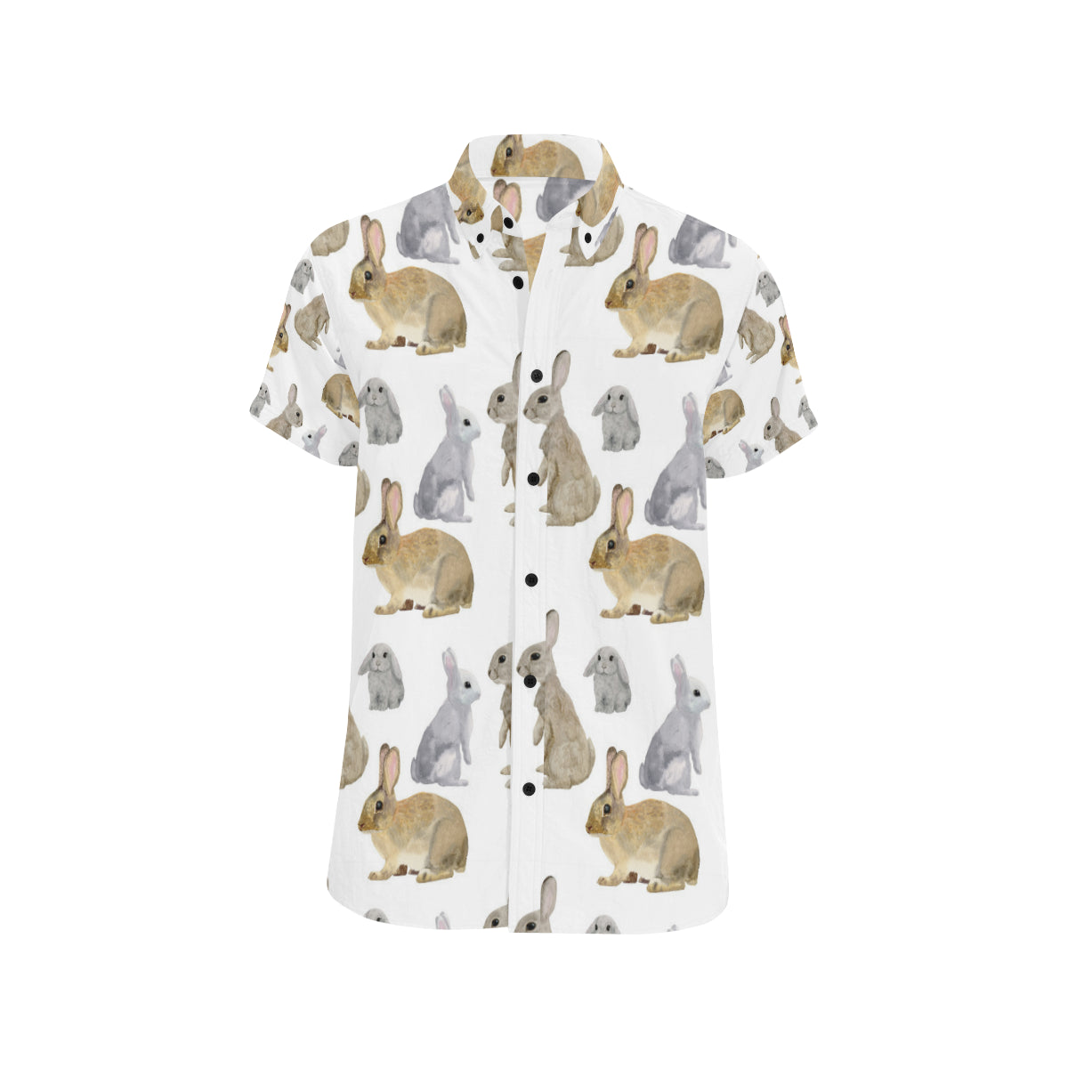 Rabbit Pattern Print Design 02 Men's Short Sleeve Button Up Shirt