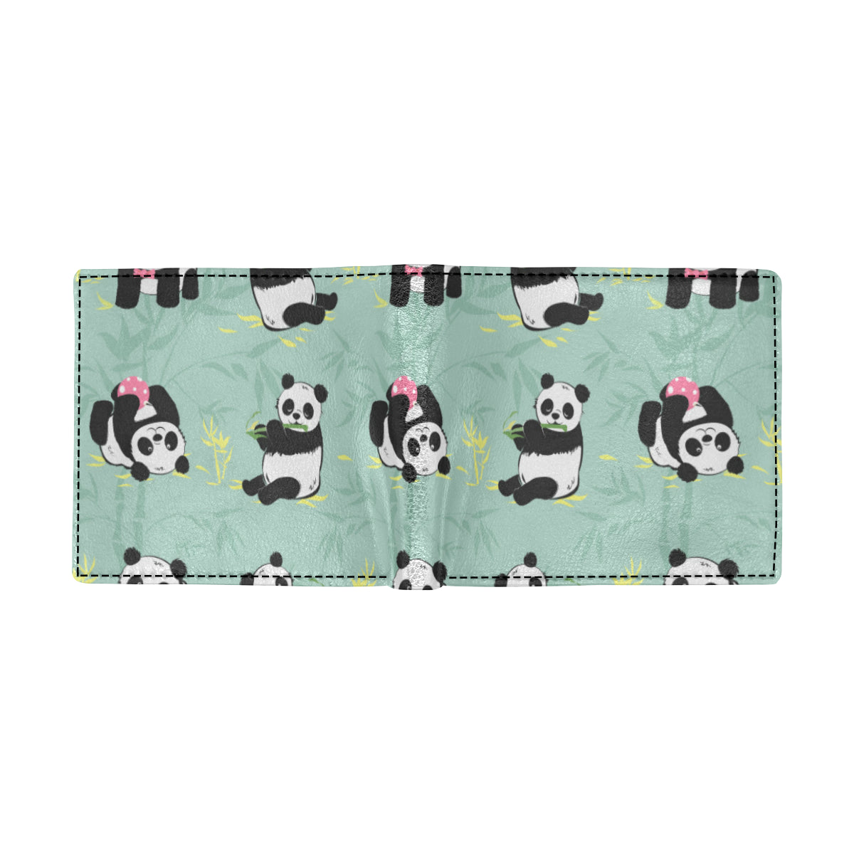 Panda Pattern Print Design A05 Men's ID Card Wallet