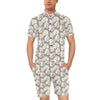 Elegant Grey Flower Print Men's Romper