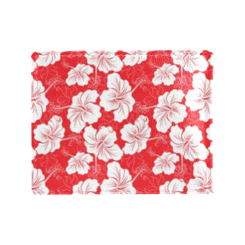 Flower Hawaiian Hibiscus Red Background Print Men's ID Card Wallet