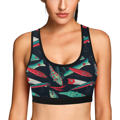Fishing Bait Pattern Sports Bra