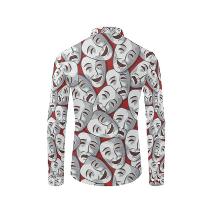 Acting Mask Pattern Print Design 01 Men's Long Sleeve Shirt