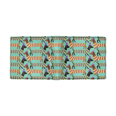 Dachshund Pattern Print Design 05 Men's ID Card Wallet