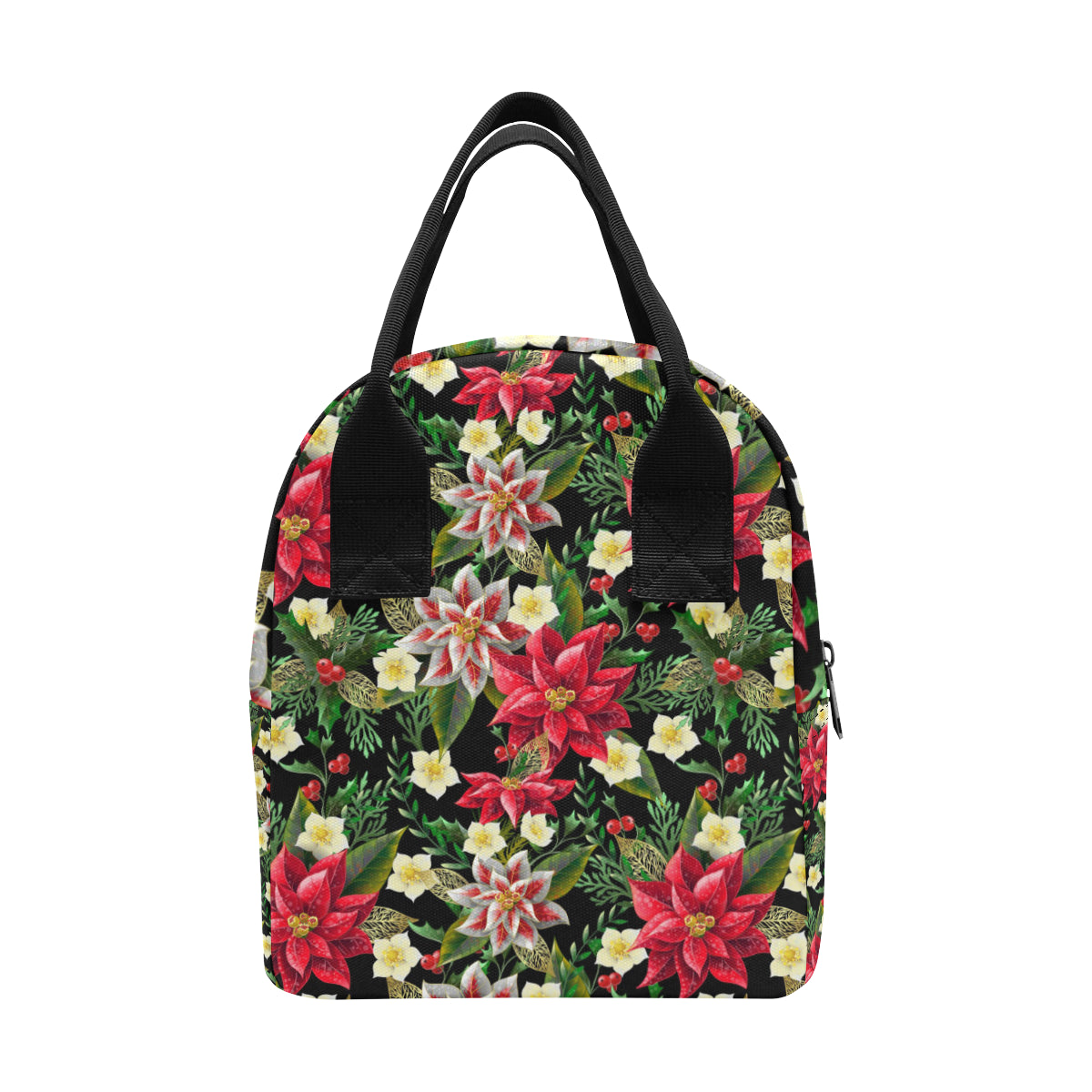 Poinsettia Pattern Print Design POT05 Insulated Lunch Bag