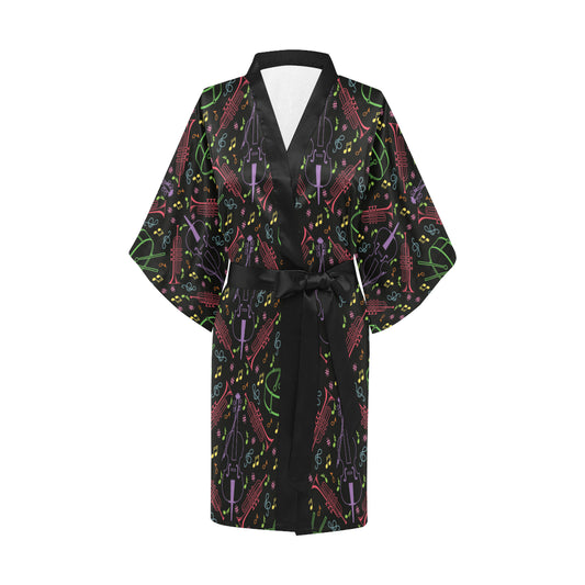 Cello Neon Pattern Print Design 02 Women's Short Kimono