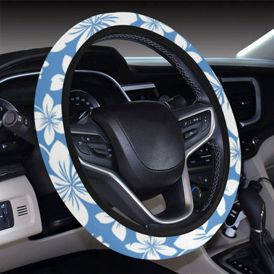 Hibiscus Pattern Print Design HB09 Steering Wheel Cover with Elastic Edge