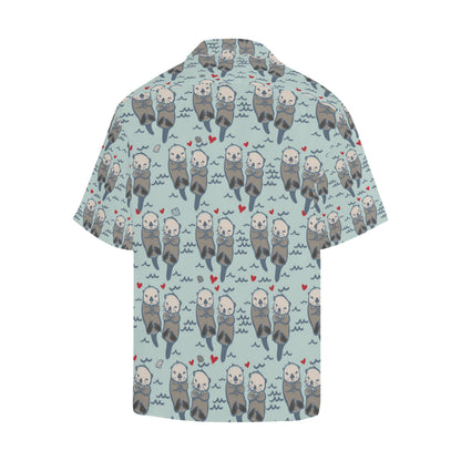 Sea Otter Pattern Print Design 03 Men's Hawaiian Shirt
