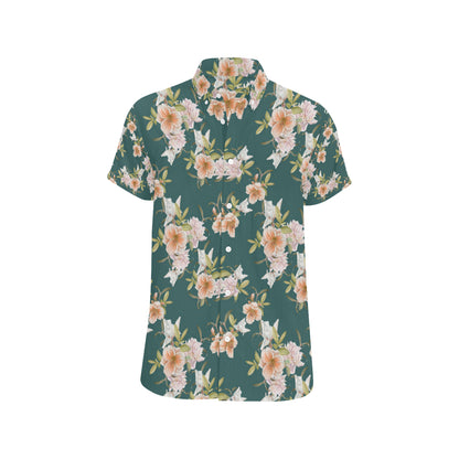 Iris Pattern Print Design IR01 Men's Short Sleeve Button Up Shirt