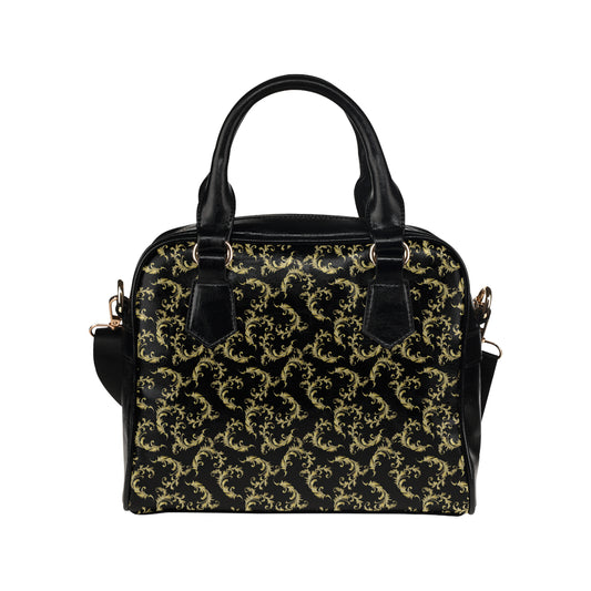 Baroque Golden Pattern Print Design 01 Shoulder Handbag