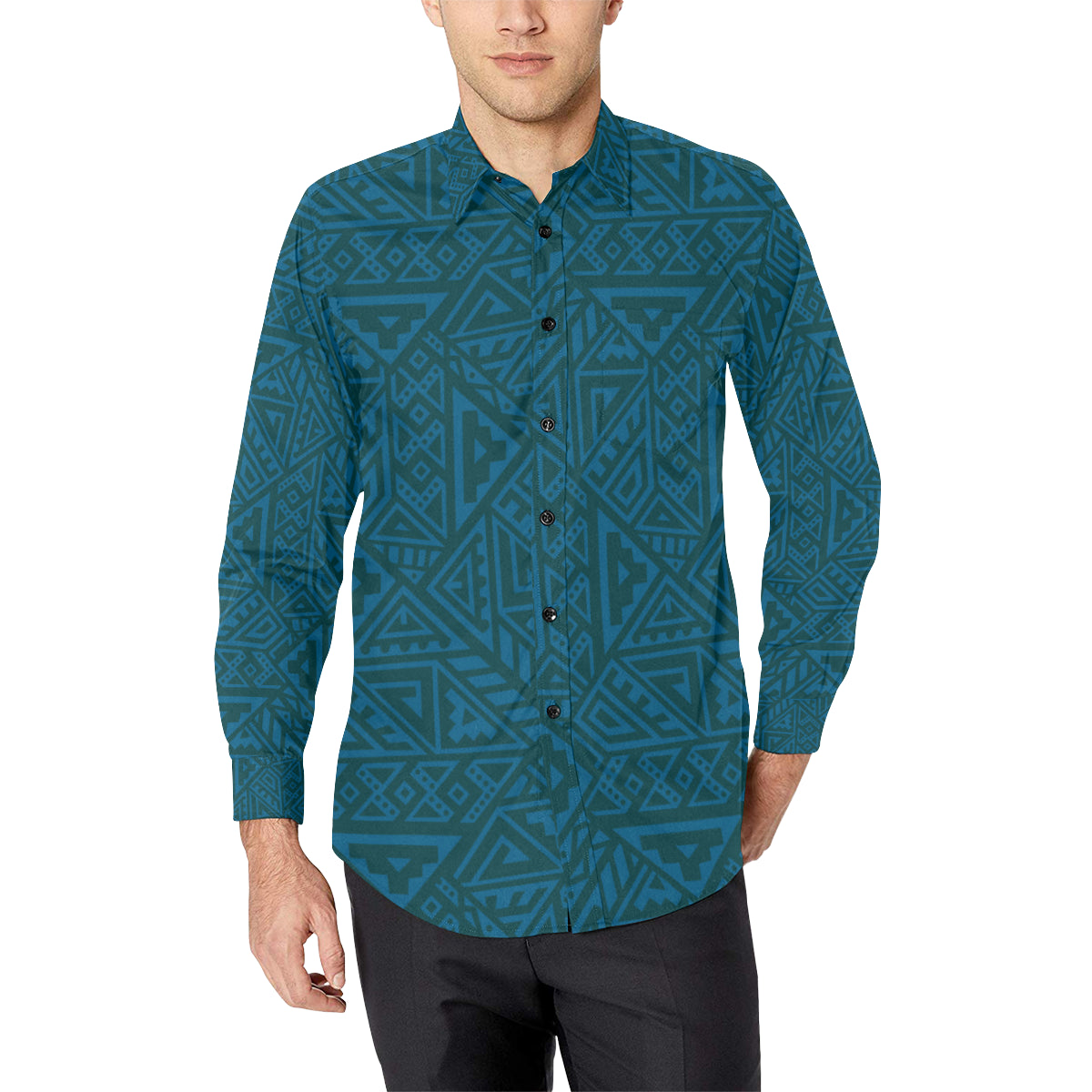 Maori Pattern Print Design 03 Men's Long Sleeve Shirt
