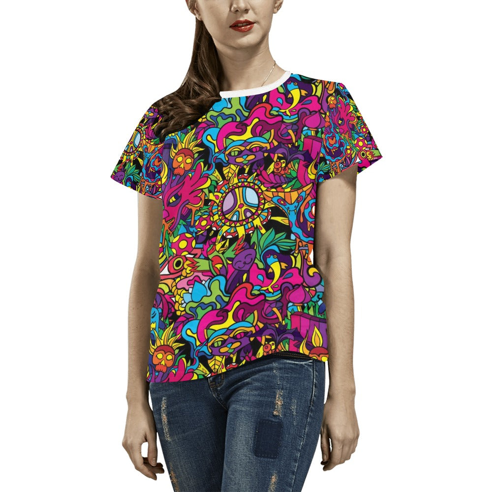 Trippy Print Design LKS304 Women's  T-shirt