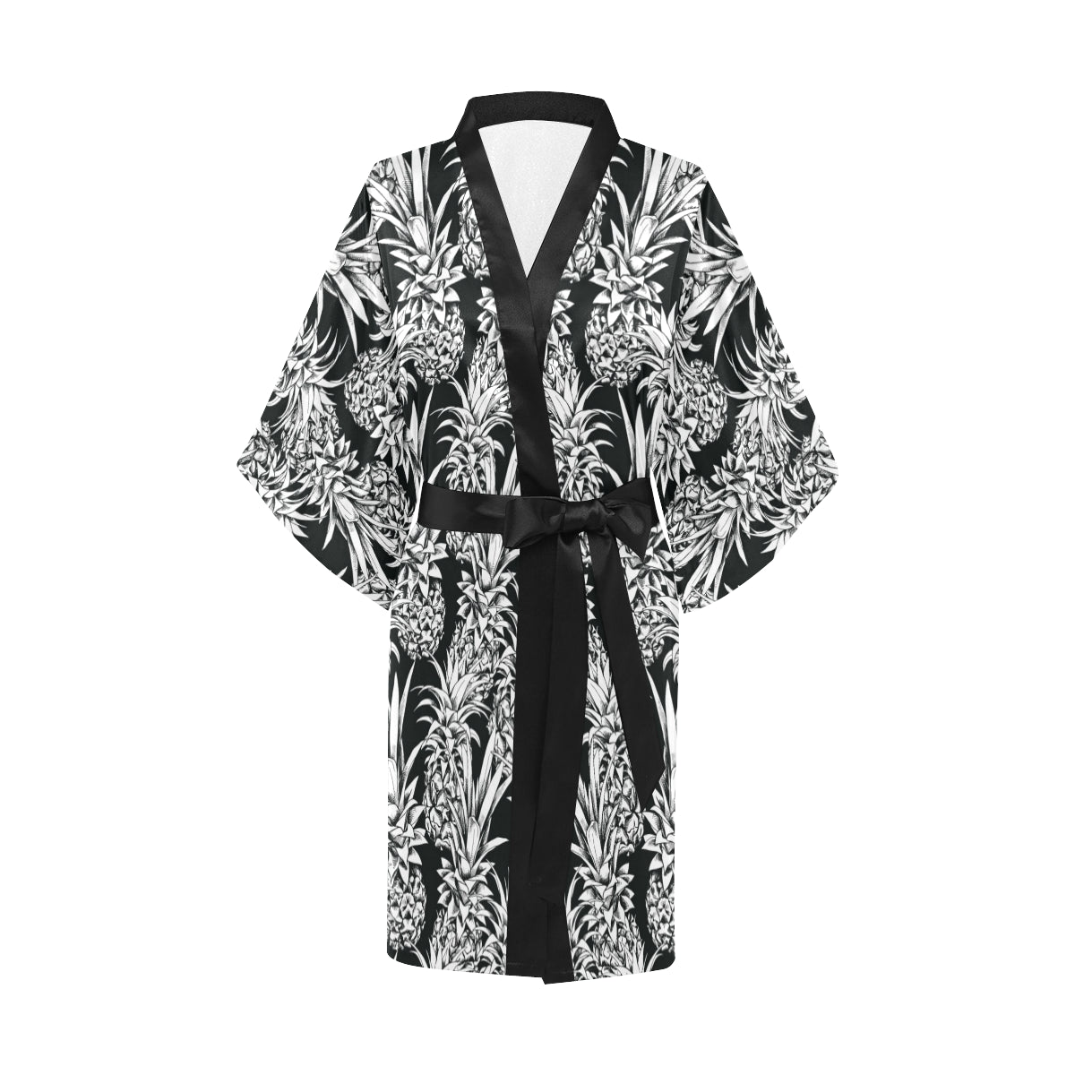 Pineapple Pattern Print Design PP08 Women Kimono Robe