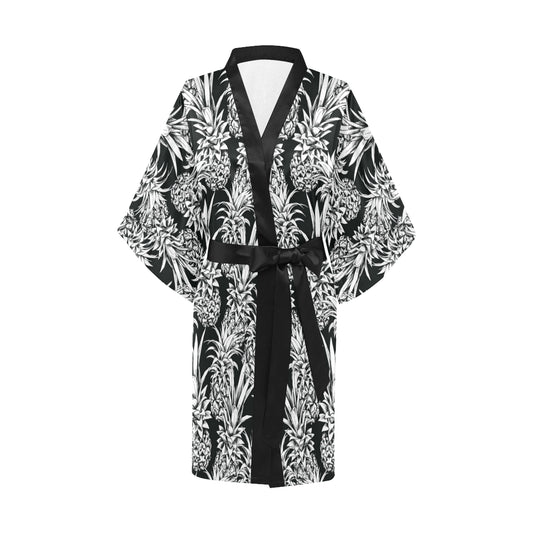 Pineapple Pattern Print Design PP08 Women Kimono Robe