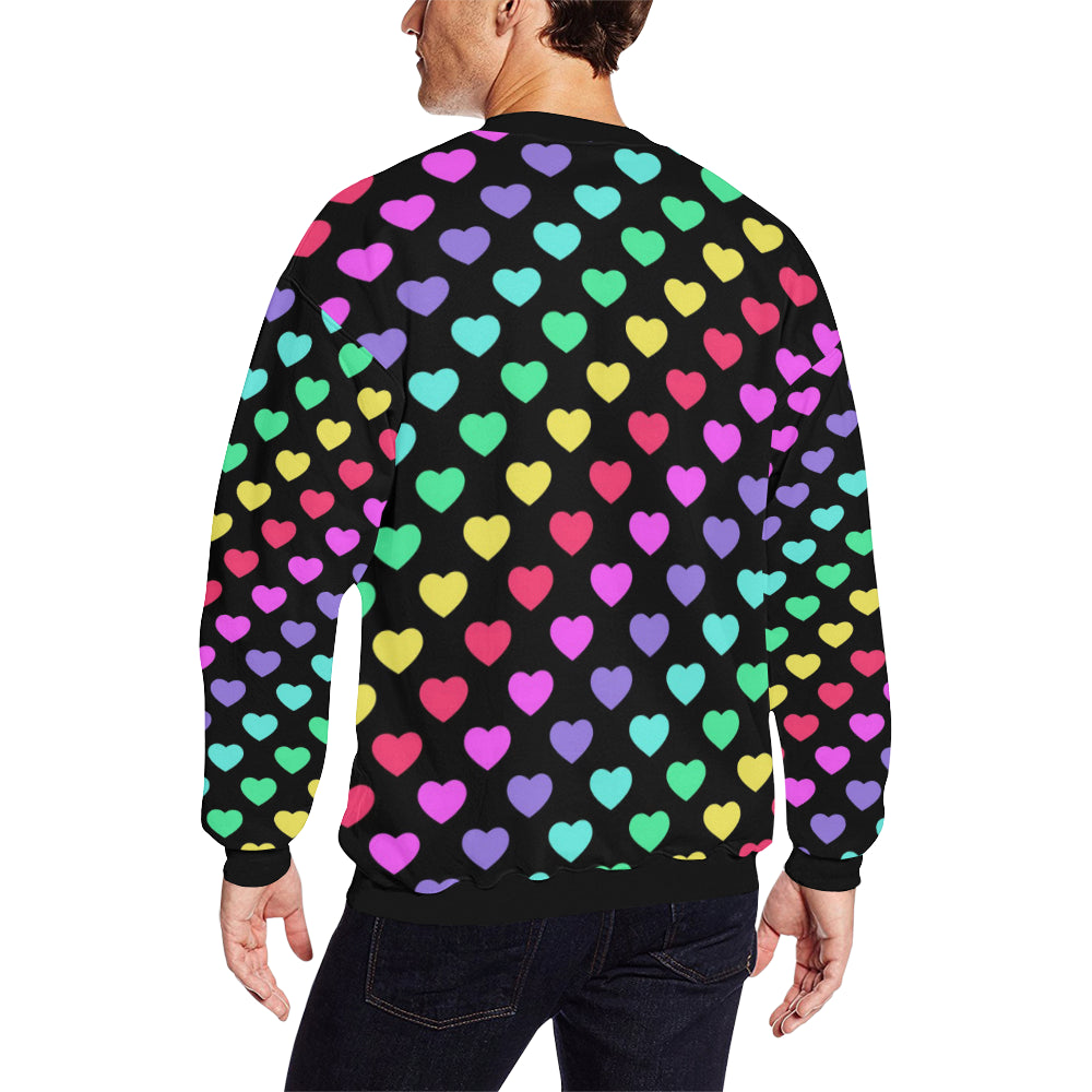 Heart Rainbow Pattern Print Design HE02 Men Long Sleeve Sweatshirt