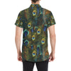 Peacock Feather Pattern Print Design A03 Men's Short Sleeve Button Up Shirt