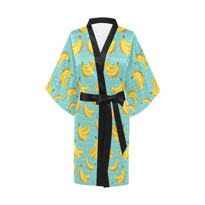 Banana Pattern Print Design BA02 Women's Short Kimono