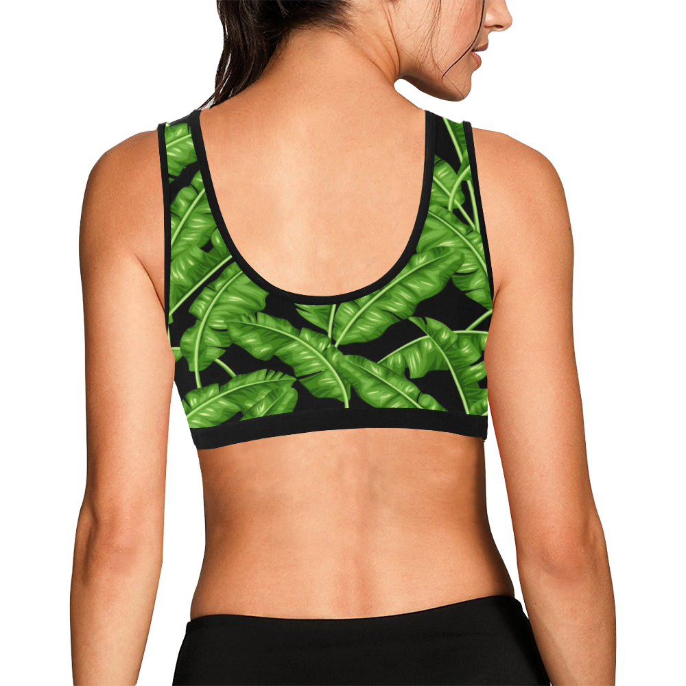 Banana Leaf Pattern Print Design BL01 Sports Bra