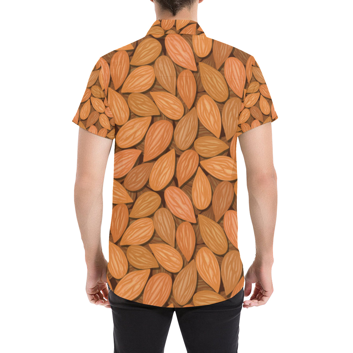 Almond Pattern Print Design 01 Men's Short Sleeve Button Up Shirt