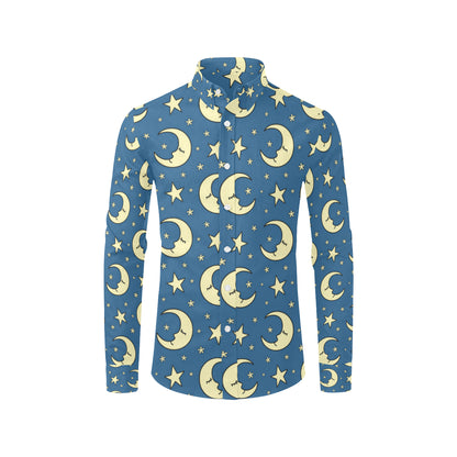 Moon Night Pattern Print Design 03 Men's Long Sleeve Shirt