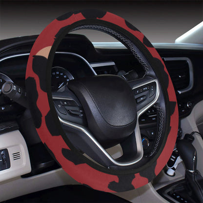 Cheetah Red Print Pattern Steering Wheel Cover with Elastic Edge