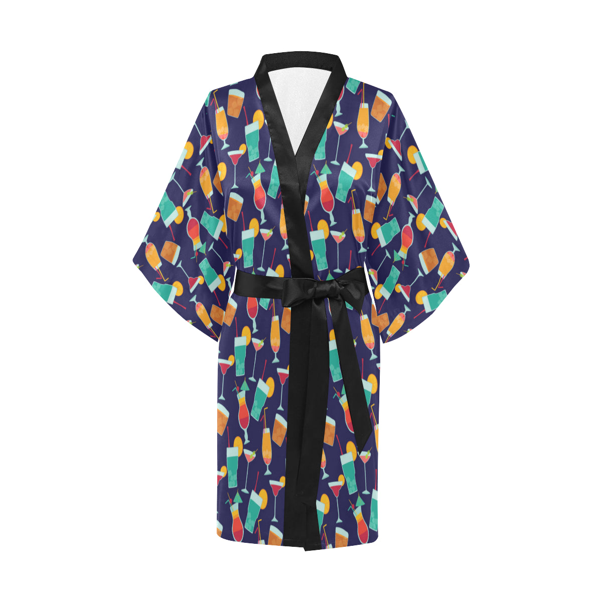 Cocktail Pattern Print Design 06 Women's Short Kimono