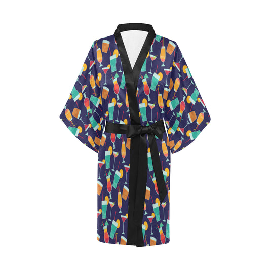 Cocktail Pattern Print Design 06 Women's Short Kimono