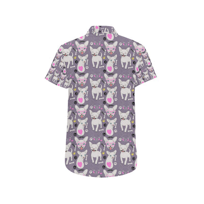 Chihuahua Happy Pattern Men's Short Sleeve Button Up Shirt