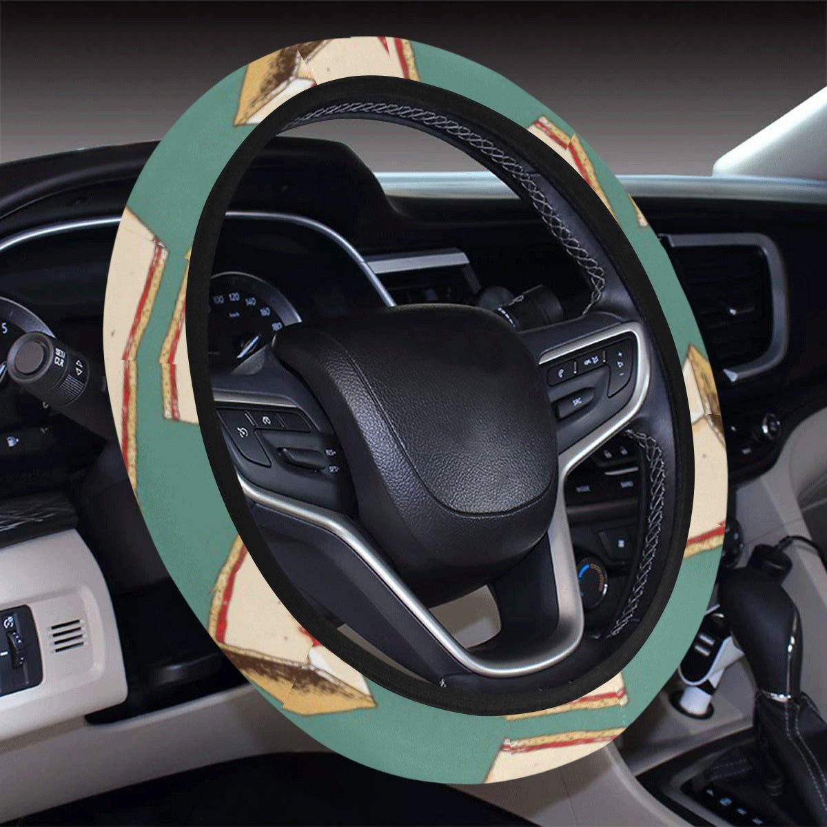 Cheesecake Pattern Print Design CK02 Steering Wheel Cover with Elastic Edge