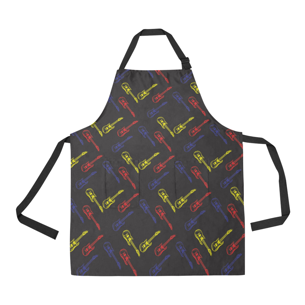 Electric Guitar Pattern Print Design 03 Apron with Pocket