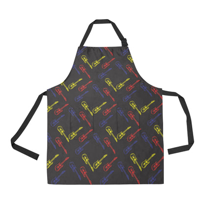 Electric Guitar Pattern Print Design 03 Apron with Pocket