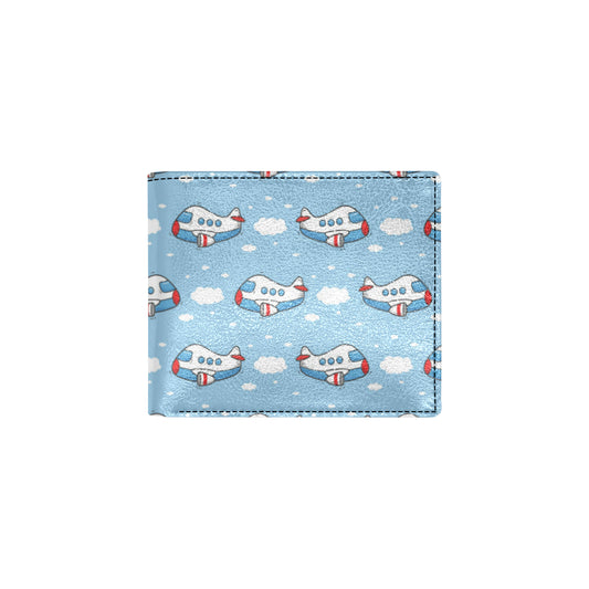 Airplane Cartoon Pattern Print Design 07 Men's ID Card Wallet