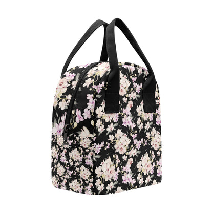 Orchid White Pattern Print Design OR03 Insulated Lunch Bag