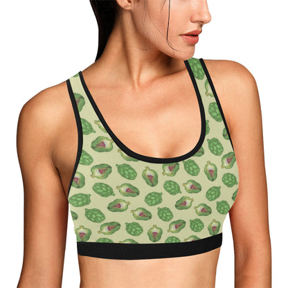 Artichoke Pattern Print Design 03 Sports Bra