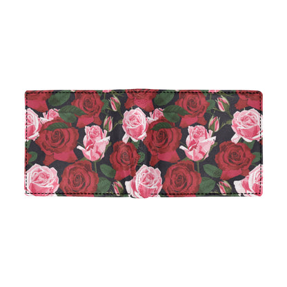 Rose Red Pink Pattern Print Design RO01 Men's ID Card Wallet