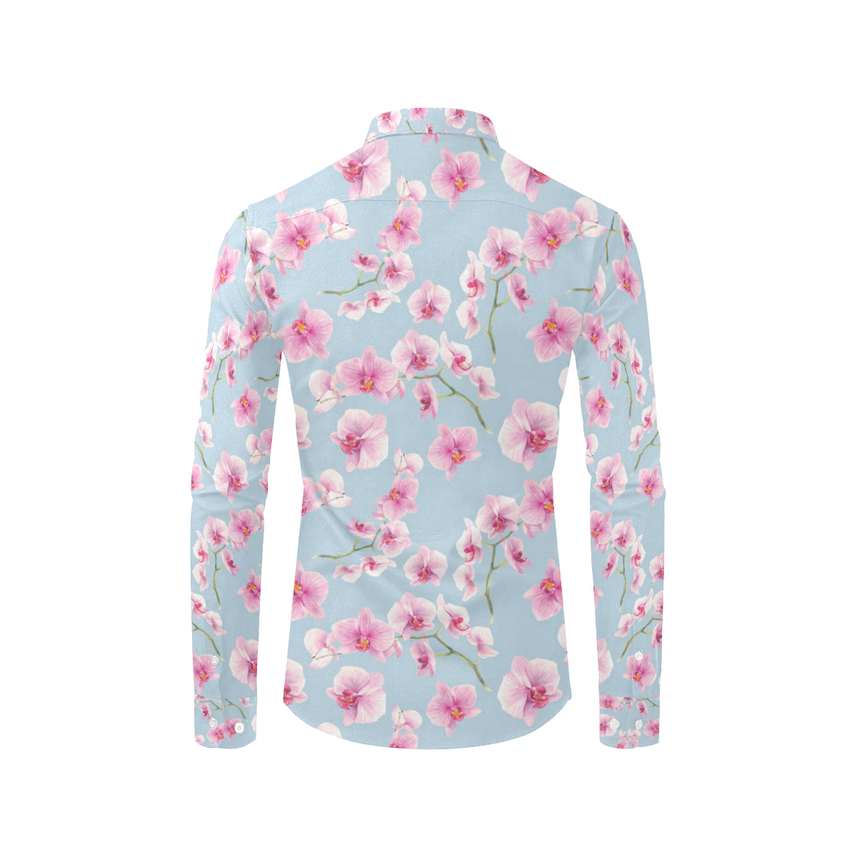 Orchid Pink Pattern Print Design OR01 Men's Long Sleeve Shirt