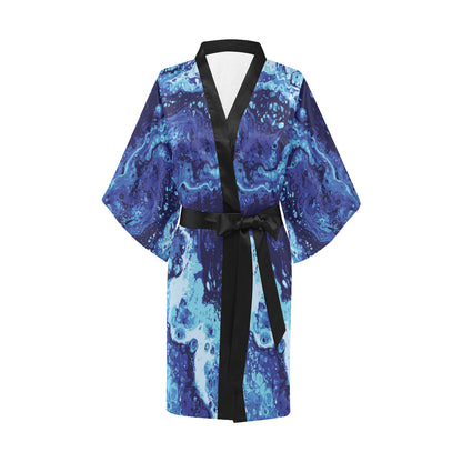 Ocean Liquid Pattern Print Design A03 Women's Short Kimono