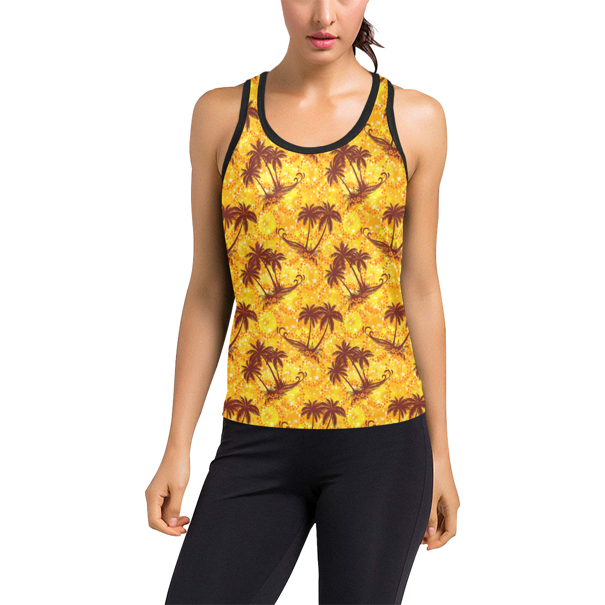 Palm Tree Pattern Print Design PT012 Women's Racerback Tank Top