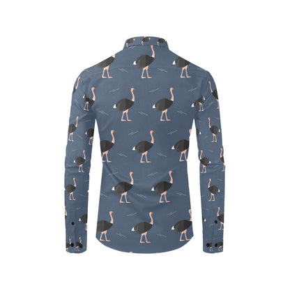 Ostrich Pattern Print Design 04 Men's Long Sleeve Shirt