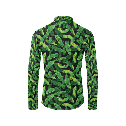 Banana Leaf Pattern Print Design 02 Men's Long Sleeve Shirt