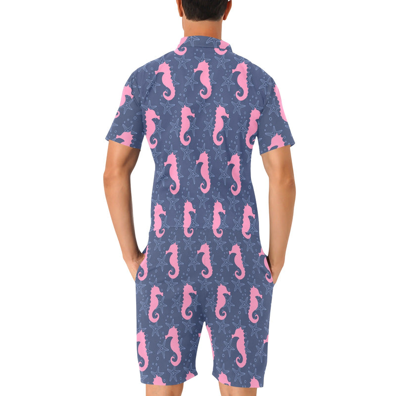 SeaHorse Pink Pattern Print Design 02 Men's Romper